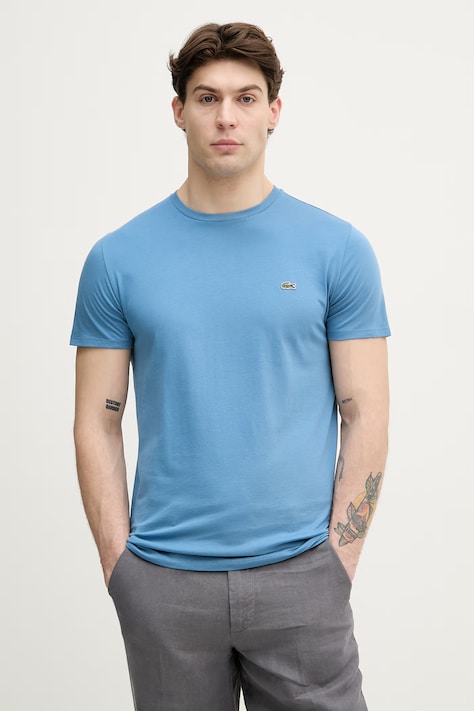 Lacoste T-shirt bawełniany męski niebieski TH6709