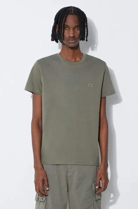Βαμβακερό μπλουζάκι Lacoste ανδρικά, χρώμα πράσινο TH6709-001.