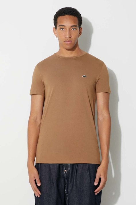 Lacoste tricou bărbătesc de bumbac maro TH6709