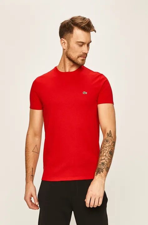 Бавовняна футболка Lacoste колір червоний однотонний TH6709-001.