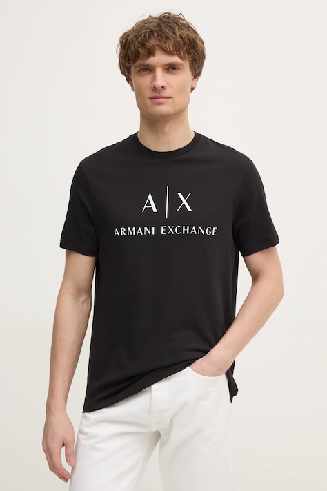Majica kratkih rukava Armani Exchange za muškarce, boja: crna, s tiskom, 8NZTCJ Z8H4Z NOS
