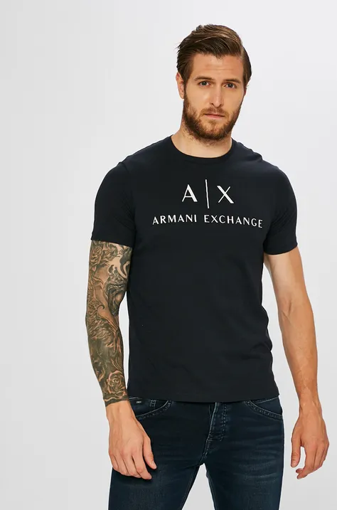 Tričko Armani Exchange pánsky, tmavomodrá farba, s potlačou