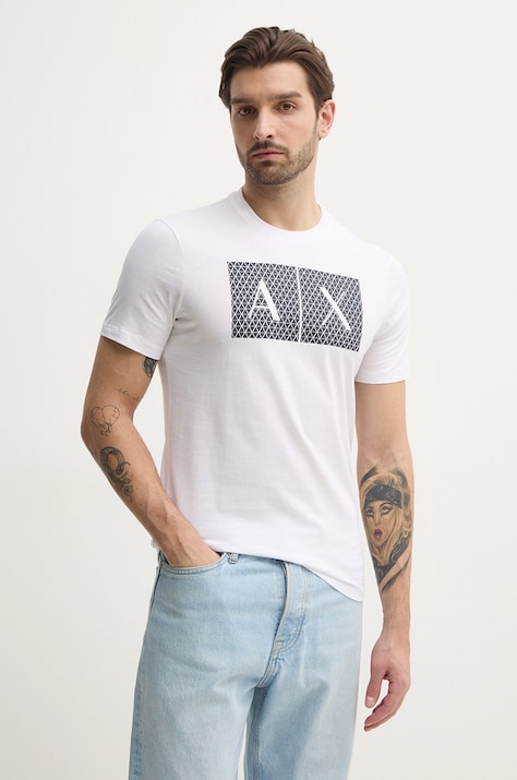 Bavlněné tričko Armani Exchange bílá barva, s potiskem, 8NZTCK Z8H4Z