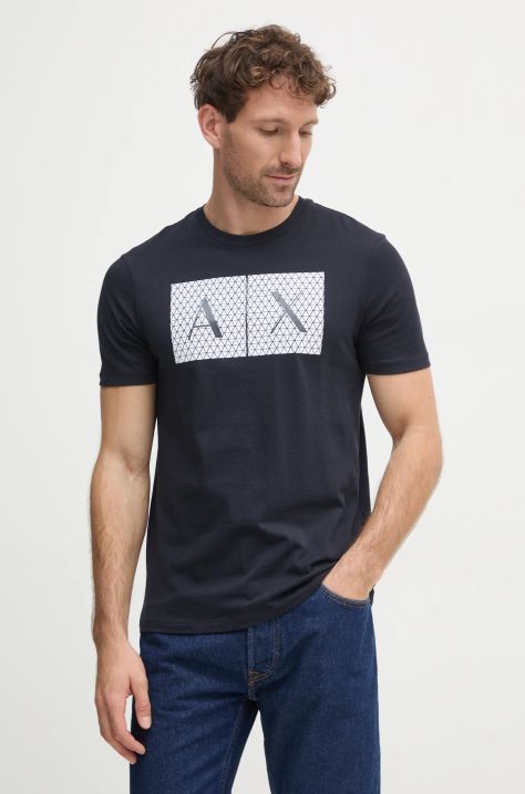 Памучна тениска Armani Exchange в тъмносиньо с принт 8NZTCK Z8H4Z