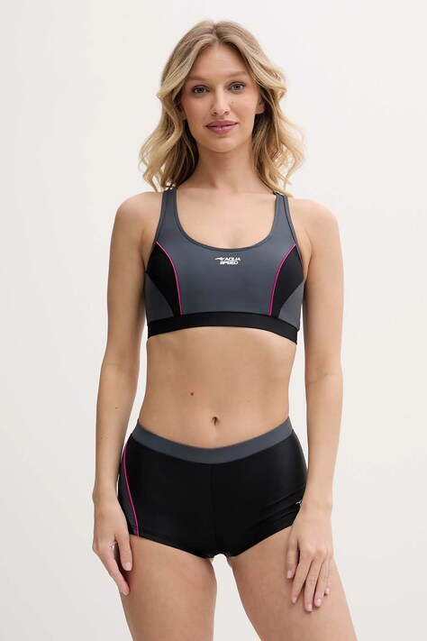 Aqua Speed costum de baie din două piese Fiona culoarea negru, cupa usor rigidizata