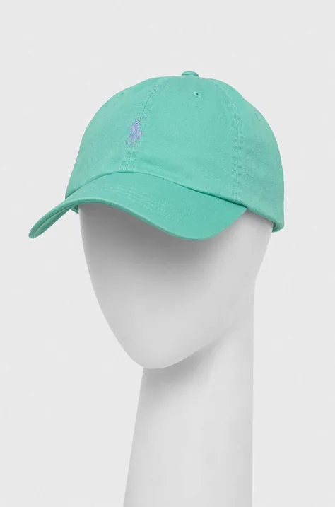 Pamučna kapa sa šiltom Polo Ralph Lauren boja: zelena, glatka