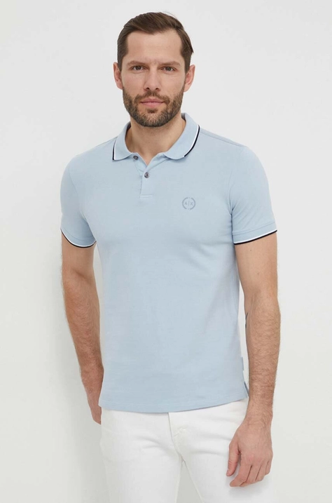 Armani Exchange polo bawełniane kolor niebieski gładki 8NZF75 Z8M5Z