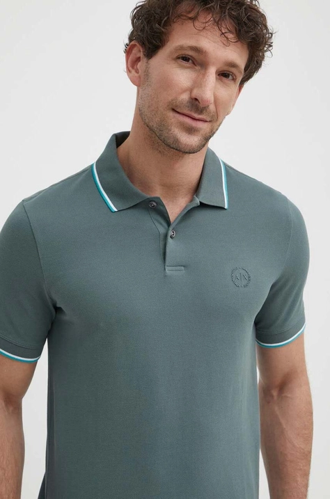 Bavlněné polo tričko Armani Exchange zelená barva, 8NZF75 Z8M5Z