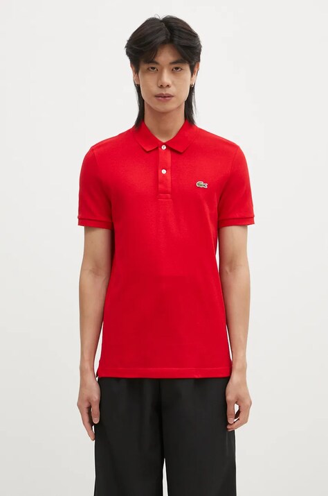 Бавовняне поло Lacoste колір червоний однотонний PH4012-001