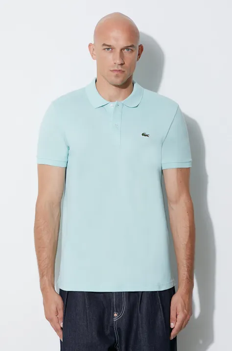 Bavlnené polo tričko Lacoste PH4012-001, tyrkysová farba, jednofarebné