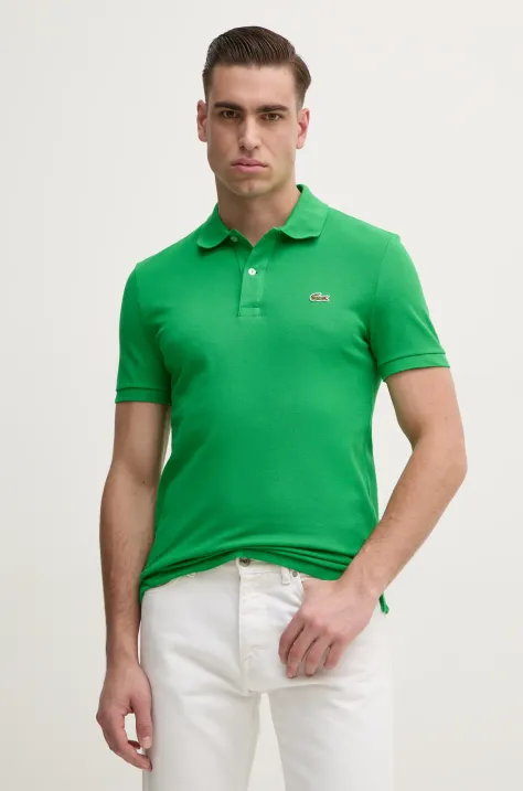 Lacoste polo bawełniane kolor zielony gładki PH4012