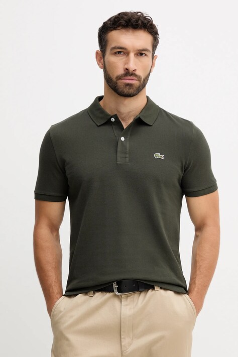 Lacoste polo bawełniane kolor zielony gładki PH4012