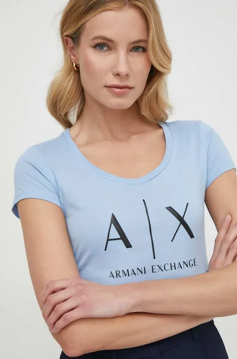 Armani Exchange pamut póló női, fehér