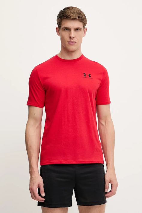 Under Armour tricou SPORTSTYLE LEFT CHEST barbati, culoarea rosu, neted, 1326799