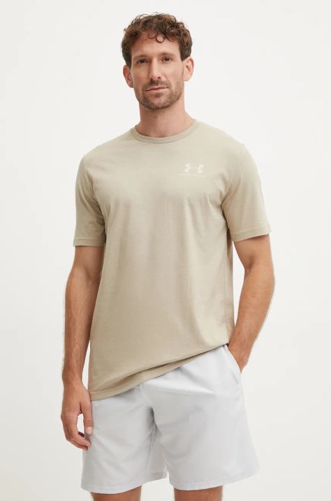 Футболка Under Armour SPORTSTYLE LEFT CHEST мужская цвет бежевый однотонная 1326799