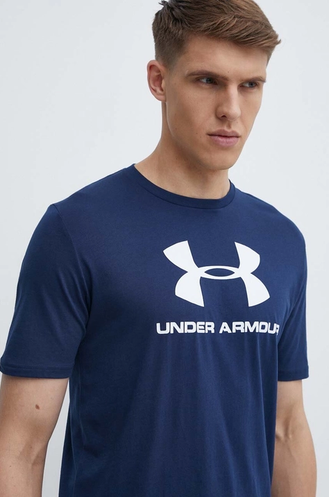 Majica kratkih rukava Under Armour za muškarce, boja: tamno plava, s tiskom, 1329590-100