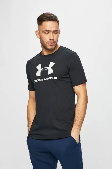 Tričko Under Armour 1329590-100, čierna farba, s potlačou