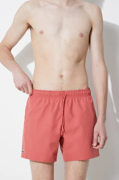 Lacoste pantaloni scurti de baie culoarea roz
