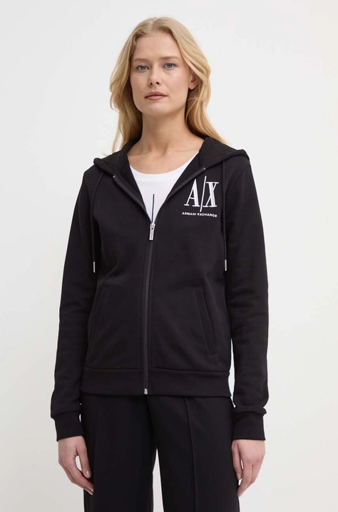 Armani Exchange felpa in cotone donna con cappuccio