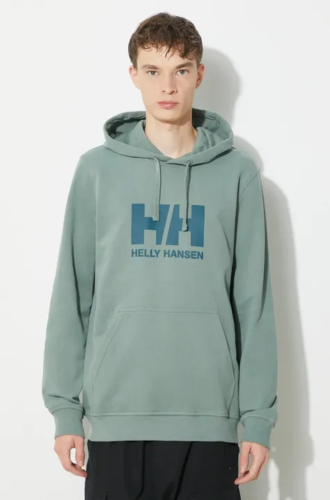 Helly Hansen cotton sweatshirt men's green color