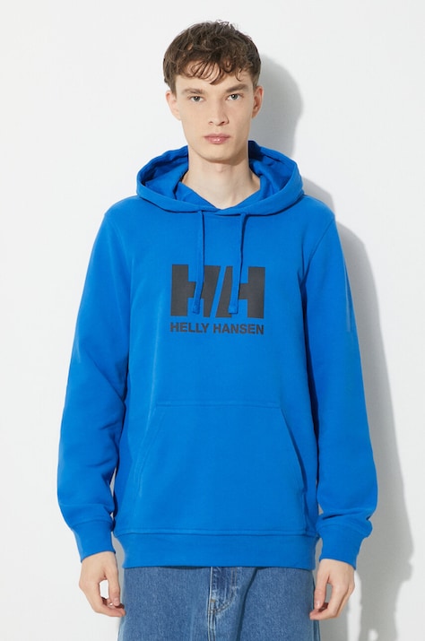 Хлопковая кофта Helly Hansen мужская с капюшоном с аппликацией