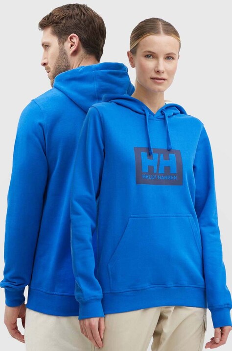 Helly Hansen felpa in cotone colore blu con cappuccio  62981