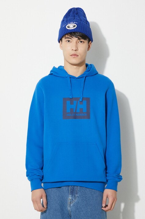 Бавовняна кофта Helly Hansen з капюшоном з принтом
