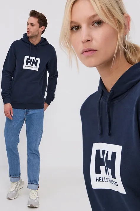 Helly Hansen cotton sweatshirt navy blue color