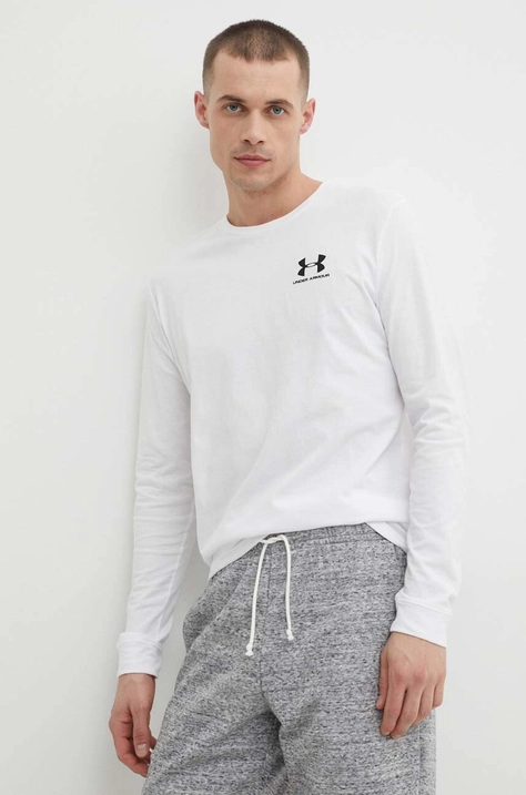 Under Armour longsleeve męski kolor biały z nadrukiem 1329585