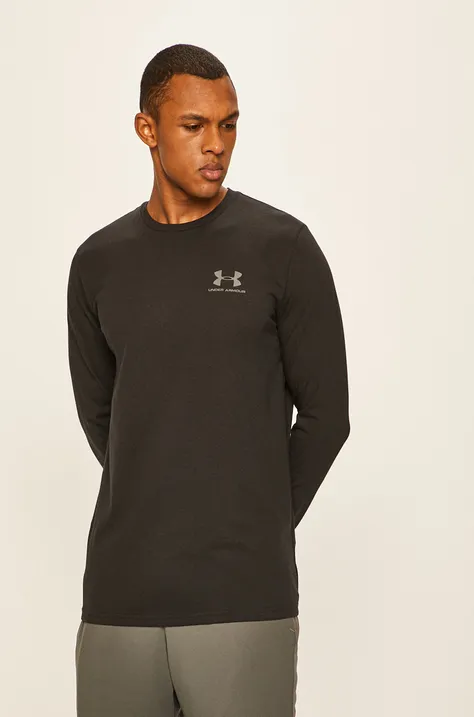 Tričko s dlhým rukávom Under Armour 1329585-036, pánske, čierna farba, s potlačou