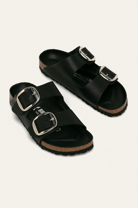 Шкіряні шльопанці Birkenstock Arizona Big Buckle — SS20-KLD01M, чорний — фото 2