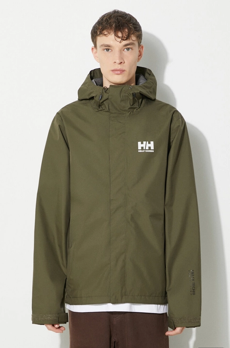 Helly Hansen geaca barbati, culoarea verde, de tranzitie