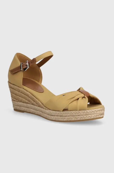 Tommy Hilfiger sandały BASIC OPENED TOE MID WEDGE kolor beżowy FW0FW04785