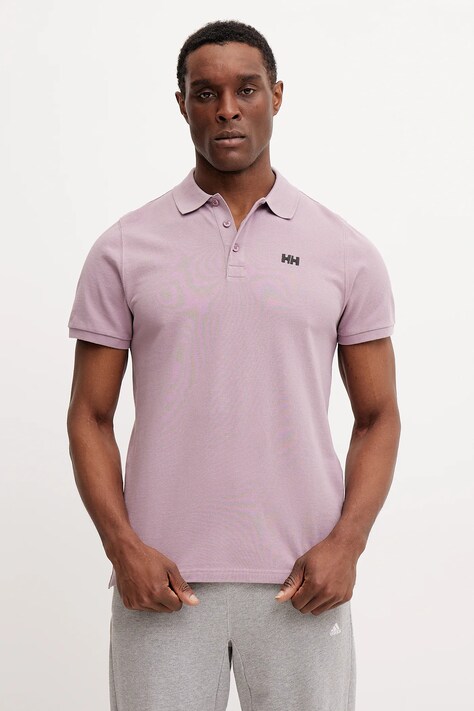 Helly Hansen polo de bumbac culoarea roz, neted