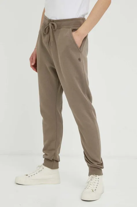 G-Star Raw spodnie dresowe kolor brązowy gładkie