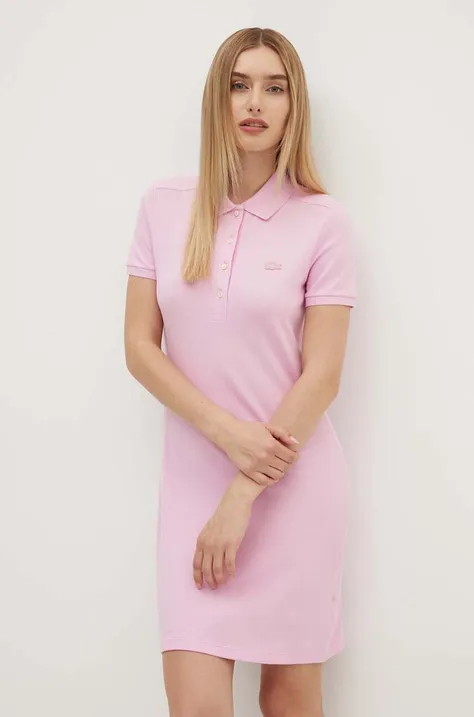 Φόρεμα Lacoste χρώμα: ροζ