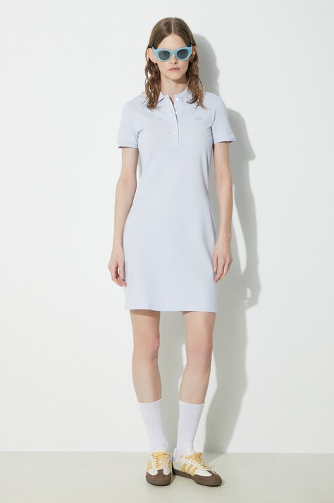 Рокля Lacoste в синьо къса със стандартна кройка