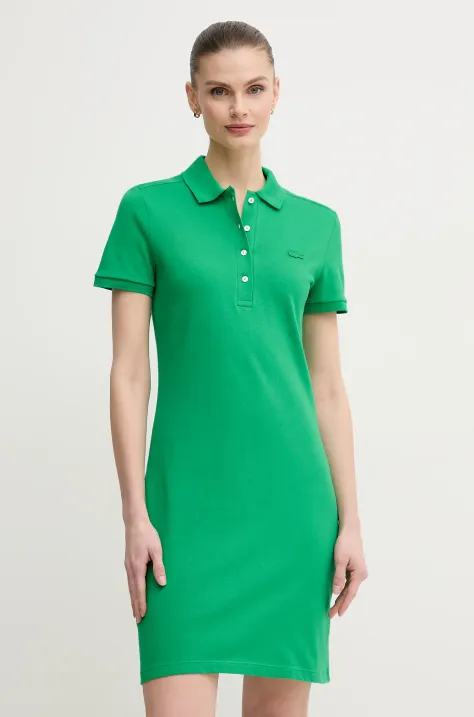 Lacoste rochie culoarea verde, mini, drept