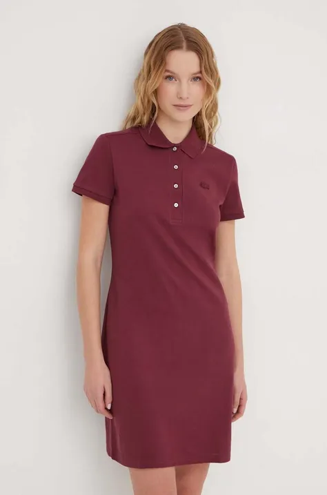 Lacoste rochie culoarea bordo, mini, drept