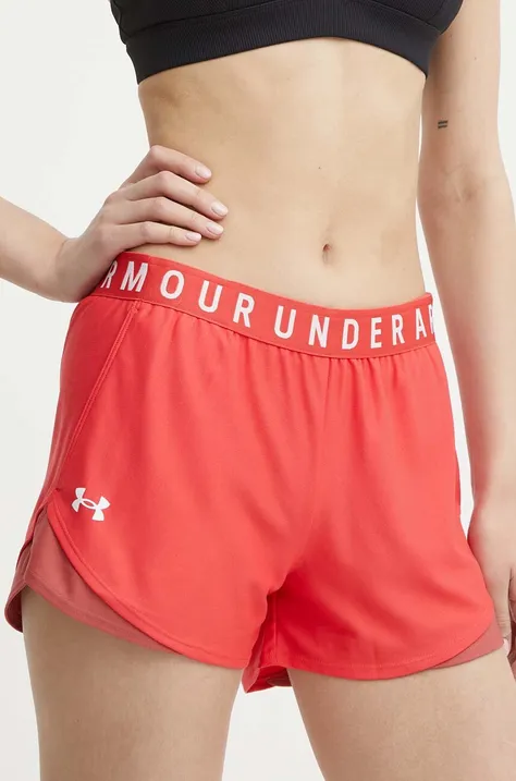 Under Armour pantaloni scurți de antrenament Play Up 3.0 culoarea rosu, cu imprimeu, medium waist