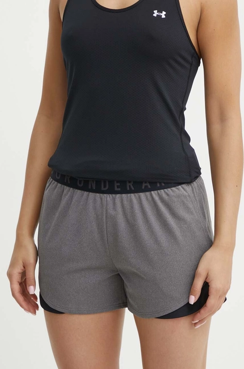 Tréninkové šortky Under Armour Play Up 3.0 šedá barva, s potiskem, medium waist, 1344552