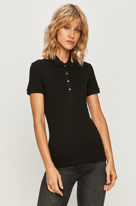 Polo tričko Lacoste dámske, čierna farba, PF5462