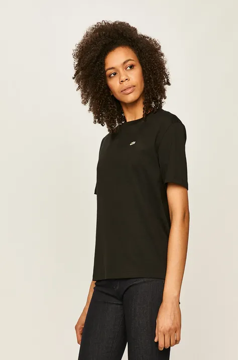 Βαμβακερό μπλουζάκι Lacoste χρώμα: μαύρο