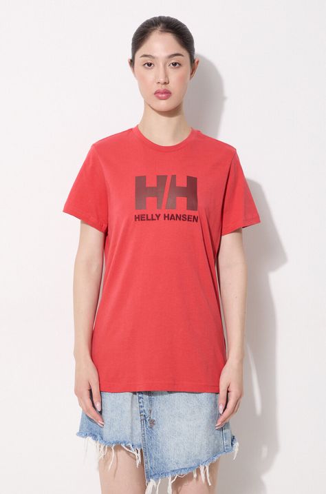 Bavlněné tričko Helly Hansen bílá barva, 34112-001