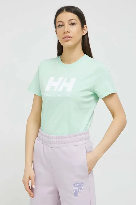 Βαμβακερό μπλουζάκι Helly Hansen χρώμα πράσινο 34112