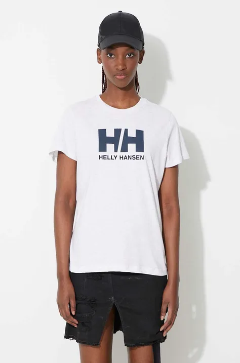 Βαμβακερό μπλουζάκι Helly Hansen χρώμα άσπρο 34112