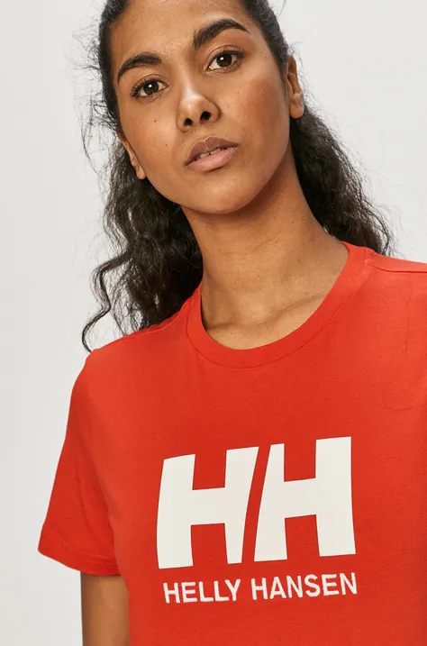 Bavlnené tričko Helly Hansen 34112-001, červená farba