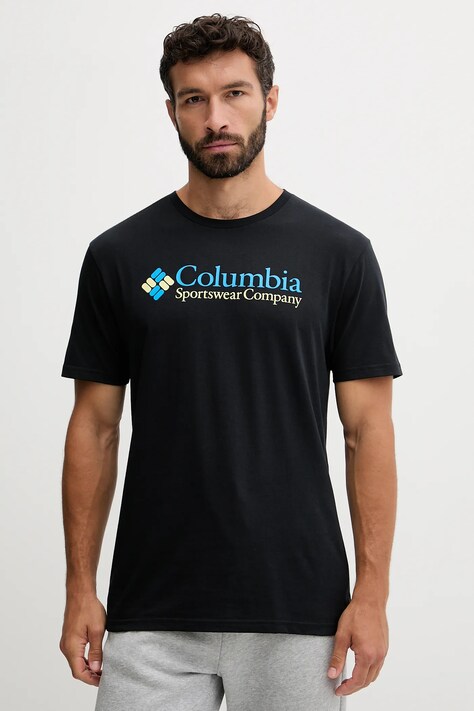 Columbia t-shirt CSC Basic Logo męski kolor czarny z nadrukiem 1680053