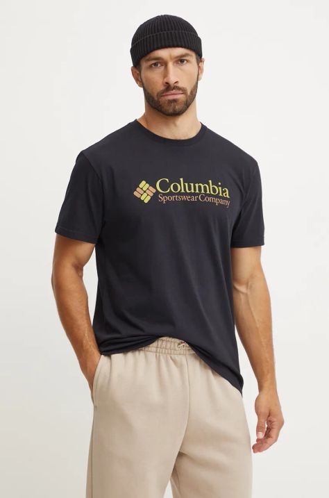 Columbia tricou CSC Basic Logo barbati, culoarea negru, cu imprimeu, 1680053