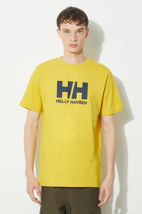 Хлопковая футболка Helly Hansen мужской цвет белый с аппликацией